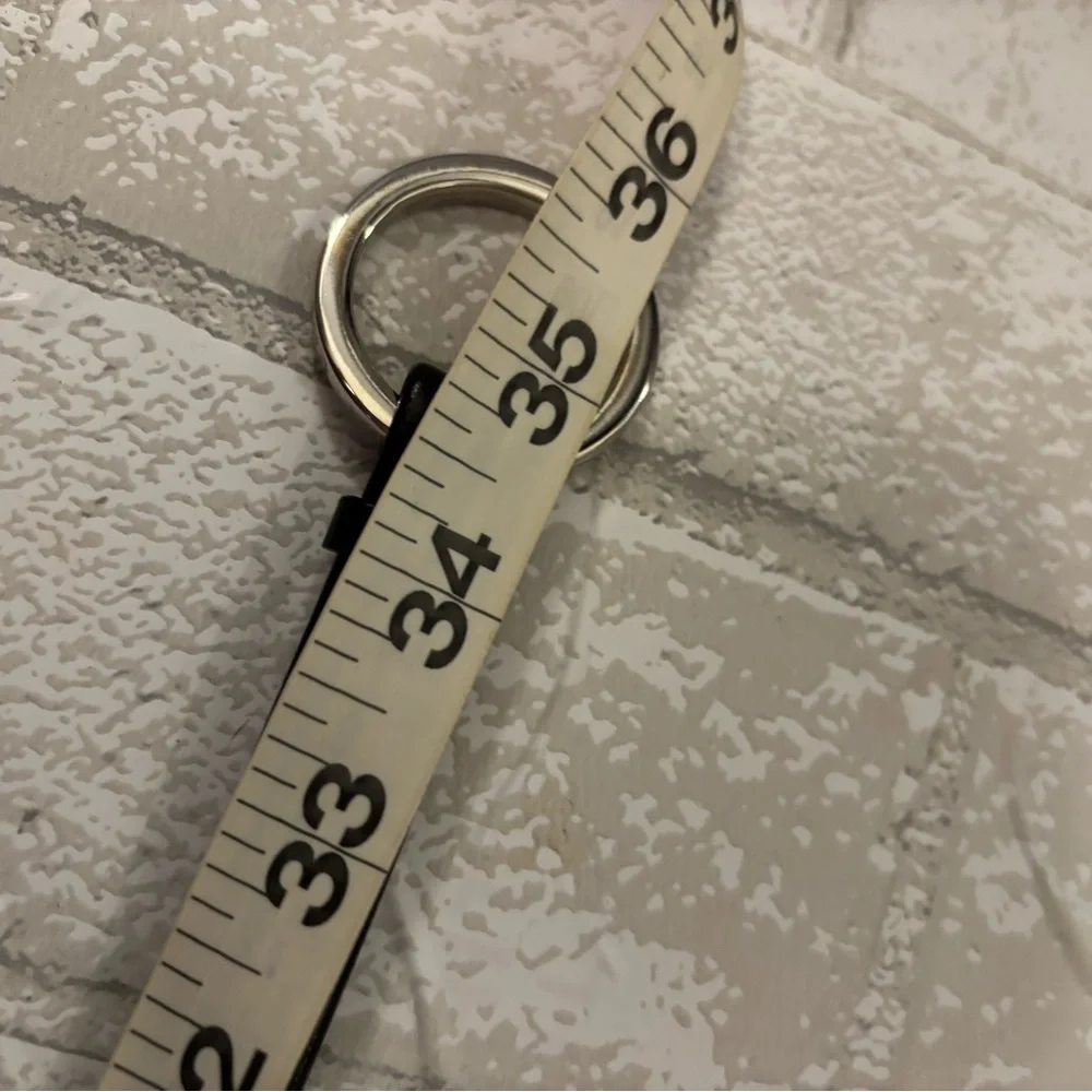 Black Leather Belt Womens vintage Y2K with Silver Buckle toggle bridle medium - Picture 7 of 7